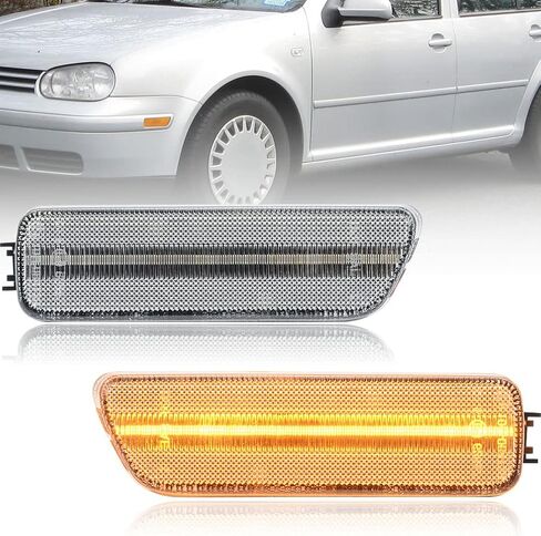 مجموعة مصابيح علامة جانبية LED كهرمانية لـ MK4 Golf GTI R32 Jetta Sedan/Jetta Wagon Cabrio قابلة للتحويل للسائق الأيسر الأيمن للركاب الجانب الوفير مصابيح ضوء إشارة الانعطاف OEM 1JM945072 in Kuwait