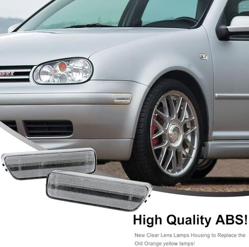 مجموعة مصابيح علامة جانبية LED كهرمانية لـ MK4 Golf GTI R32 Jetta Sedan/Jetta Wagon Cabrio قابلة للتحويل للسائق الأيسر الأيمن للركاب الجانب الوفير مصابيح ضوء إشارة الانعطاف OEM 1JM945072 in Kuwait
