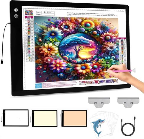 PICOVISTA A1 Large Light Pad for Diamond Painting,LED Tracing Light Box with 3 Color Modes and Adjustable Brightness,Battery Powered Oversize Light Table for Weeding Vinyl,Drawing,Sketching,Artists in Saudi Arabia