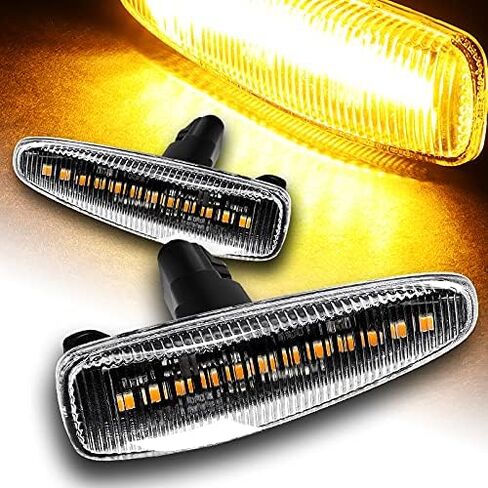 مصباح تحديد أمامي LED كهرماني بعدسة مدخنة، متوافق مع 2008 - 2017 Mitsubishi Lancer Evolution X، 2011 - 2013 Mitsubishi Outlander Sport، 2014 - 2019 Mitsubishi Mirage (عدسة شفافة) in Kuwait