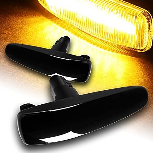 مصباح تحديد أمامي LED كهرماني بعدسة مدخنة، متوافق مع 2008 - 2017 Mitsubishi Lancer Evolution X، 2011 - 2013 Mitsubishi Outlander Sport، 2014 - 2019 Mitsubishi Mirage (عدسة شفافة) in Kuwait
