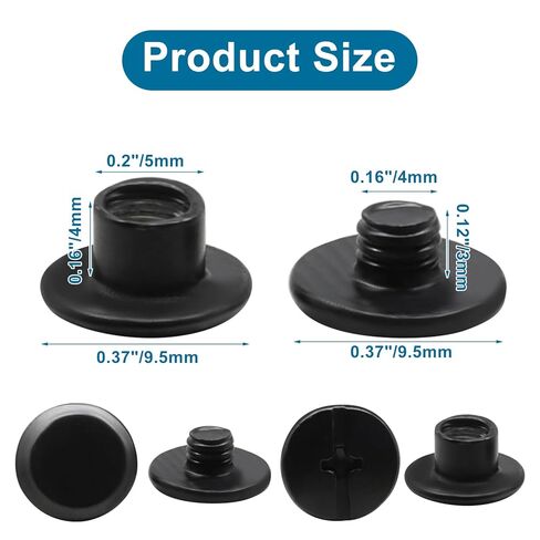 50 Sets M5 x 4mm Binding Screws with Phillips Head, Metal Chicago Screws, Button Rivets Kit for Leather Craft, Bookbinding, Photo Albums, DIY Projects（Black） in Kuwait