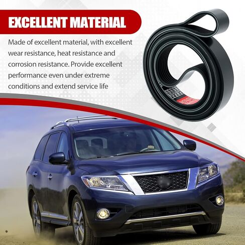 Serpentine Drive Belt Compatible with Infiniti QX56, for Nissan Armada 2005-2015, for Titan 2004-2015, for Pathfinder 2008-2012, Replacement for K070971 7PK2465 5070973 in Kuwait