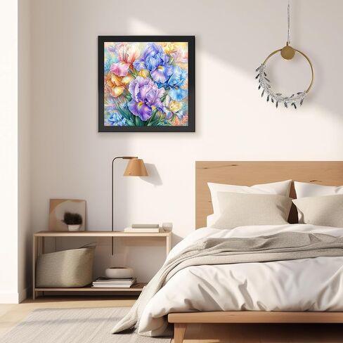 TOSTOG Diamond Art Kits for Adults, Flower Diamond Painting for Adults, Full Drill Flower Diamond Art Kits, 5D Iris Diamond Painting Kit Gem Art Wall Decor and Gift 12 * 12 Inch. in Saudi Arabia