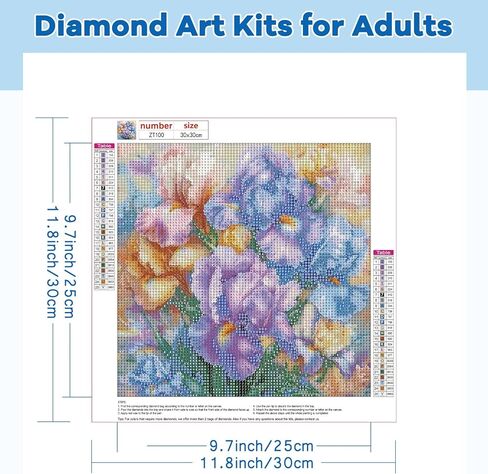 TOSTOG Diamond Art Kits for Adults, Flower Diamond Painting for Adults, Full Drill Flower Diamond Art Kits, 5D Iris Diamond Painting Kit Gem Art Wall Decor and Gift 12 * 12 Inch. in Saudi Arabia