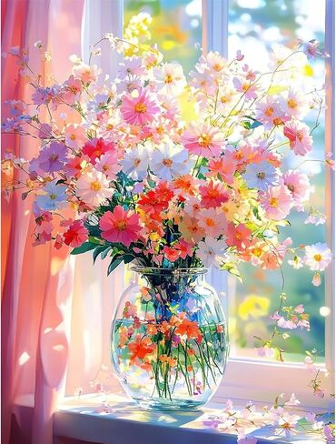 TOSTOG Diamond Art Kits for Adults, Flower Diamond Painting for Adults, Full Drill Flower Diamond Art Kits, 5D Iris Diamond Painting Kit Gem Art Wall Decor and Gift 12 * 12 Inch. in Saudi Arabia