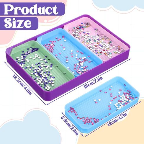 SULIKJHUI 4 Pcs Diamond Art Tray, Rhinestone Sorting Tray Organizer with Multi-Color Sections, Storage Containers for DIY Crafts, Beading & Jewelry Making Accessories in Saudi Arabia