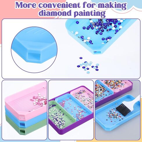 SULIKJHUI 4 Pcs Diamond Art Tray, Rhinestone Sorting Tray Organizer with Multi-Color Sections, Storage Containers for DIY Crafts, Beading & Jewelry Making Accessories in Saudi Arabia