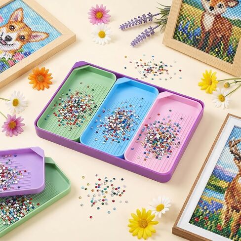 SULIKJHUI 4 Pcs Diamond Art Tray, Rhinestone Sorting Tray Organizer with Multi-Color Sections, Storage Containers for DIY Crafts, Beading & Jewelry Making Accessories in Saudi Arabia