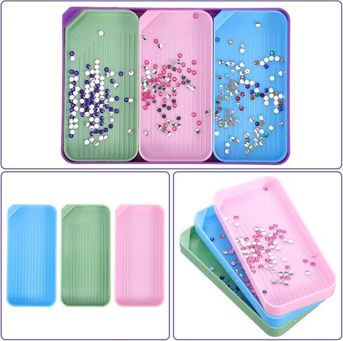 SULIKJHUI 4 Pcs Diamond Art Tray, Rhinestone Sorting Tray Organizer with Multi-Color Sections, Storage Containers for DIY Crafts, Beading & Jewelry Making Accessories in Saudi Arabia
