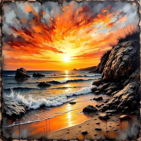 AWLNKMC Sunset Sea Beach Paint by Numbers for Adults, DIY Paint by Numbers Kits for Adults Beginners Without Frame, Acrylic Paint on Canvas Painting Kits for Home Decor 16x16 Inch in Saudi Arabia