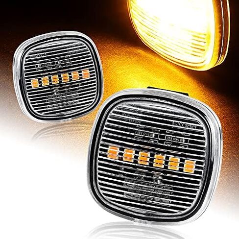 HYPERSPEED Front Side Marker Lights Turn Signal Lamp Assembly 2PCS Compatible with Audi A4 A3 A8 Fit for Seat Ibiza, Automotive Replacement Parts, Car Exterior Accessories (Clear Lens Amber LED) in Saudi Arabia
