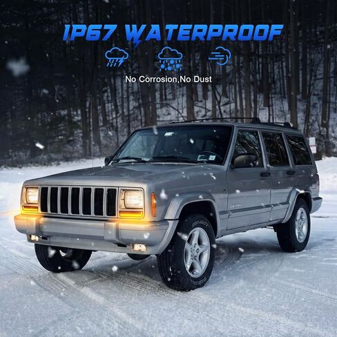مصابيح إشارة الانعطاف تناسب 1997-2001 Cherokee XJ، مصابيح LED ديناميكية متسلسلة مطورة قطعتين من مصابيح الزاوية الأمامية، التوصيل والتشغيل، DOT/SAE، IP67، أضواء بيضاء وعنبرية، عدسة مدخنة (عدسة مدخنة) in Kuwait