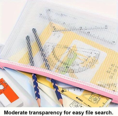 Mesh Zipper Pouch Bag,A3 Zipper Bag for Organizing Storage, Waterproof Zipper Pouch, Bigger Size, File Bag for School and Office Supplies (Black) in Saudi Arabia
