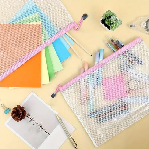 Mesh Zipper Pouch Bag,A3 Zipper Bag for Organizing Storage, Waterproof Zipper Pouch, Bigger Size, File Bag for School and Office Supplies (Black) in Saudi Arabia