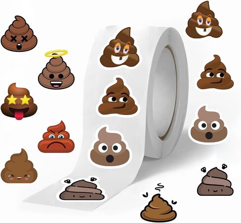 500PCS Poop Stickers Roll,10 Styles Cute Cartoon Funny Self-Adhesive Envelope Seals Stickers for Bottles, Laptops,journals,Luggage, Snowboards, Guitars, Scrapbooks, Phones, in Kuwait
