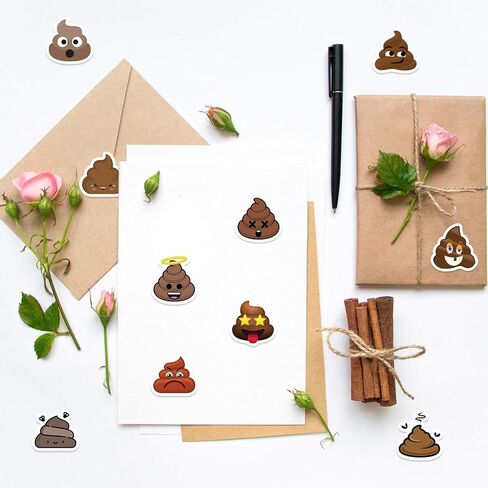 500PCS Poop Stickers Roll,10 Styles Cute Cartoon Funny Self-Adhesive Envelope Seals Stickers for Bottles, Laptops,journals,Luggage, Snowboards, Guitars, Scrapbooks, Phones, in Kuwait