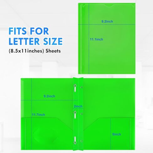 Officygnet 48 Pack Plastic Folders with Pockets and Prongs, Bulk 2 Pocket Folders with Brads and Clear Front, Multicolor Heavy Duty Plastic Folder for Office School Supplies, Letter Size Paper in Saudi Arabia