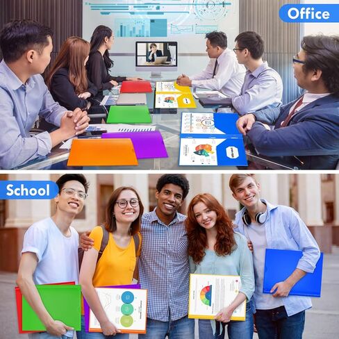 Officygnet 48 Pack Plastic Folders with Pockets and Prongs, Bulk 2 Pocket Folders with Brads and Clear Front, Multicolor Heavy Duty Plastic Folder for Office School Supplies, Letter Size Paper in Saudi Arabia