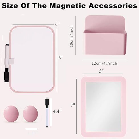 Piffny Pink Locker Accessories for Girls with Magnetic whiteboard, Locker Mirror and Pen Holder, Locker Decoration for School Locker, Locker Organizer for Work, Back to School Essentials in Saudi Arabia