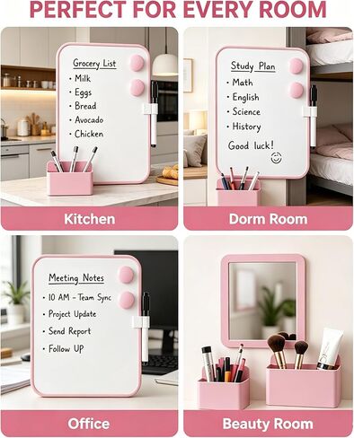 Piffny Pink Locker Accessories for Girls with Magnetic whiteboard, Locker Mirror and Pen Holder, Locker Decoration for School Locker, Locker Organizer for Work, Back to School Essentials in Saudi Arabia