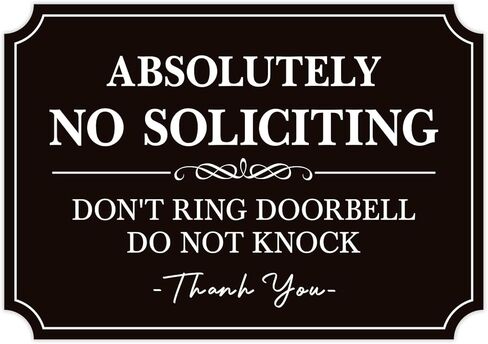 No Soliciting Sign for Front Door，Self-Adhesive Elegant Do Not Knock or Ring Doorbell No Soliciting Sticker for Home, No Solicitors Sign for Doorbell, House Door, Home, Office 5.6"x 3.9" in Kuwait