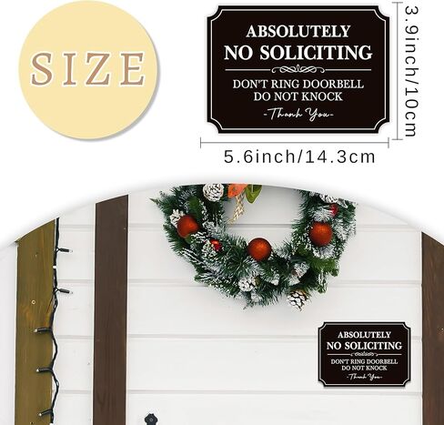 No Soliciting Sign for Front Door，Self-Adhesive Elegant Do Not Knock or Ring Doorbell No Soliciting Sticker for Home, No Solicitors Sign for Doorbell, House Door, Home, Office 5.6"x 3.9" in Kuwait