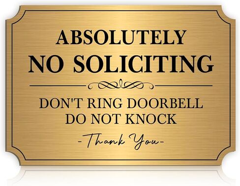 No Soliciting Sign for Front Door，Self-Adhesive Elegant Do Not Knock or Ring Doorbell No Soliciting Sticker for Home, No Solicitors Sign for Doorbell, House Door, Home, Office 5.6"x 3.9" in Kuwait