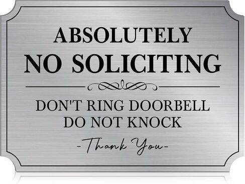 No Soliciting Sign for Front Door，Self-Adhesive Elegant Do Not Knock or Ring Doorbell No Soliciting Sticker for Home, No Solicitors Sign for Doorbell, House Door, Home, Office 5.6"x 3.9" in Kuwait