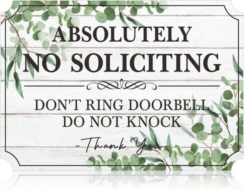 No Soliciting Sign for Front Door，Self-Adhesive Elegant Do Not Knock or Ring Doorbell No Soliciting Sticker for Home, No Solicitors Sign for Doorbell, House Door, Home, Office 5.6"x 3.9" in Kuwait