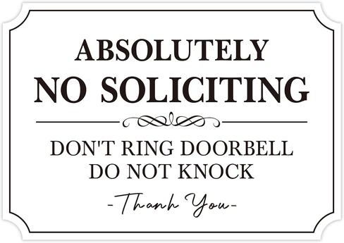No Soliciting Sign for Front Door，Self-Adhesive Elegant Do Not Knock or Ring Doorbell No Soliciting Sticker for Home, No Solicitors Sign for Doorbell, House Door, Home, Office 5.6"x 3.9" in Kuwait