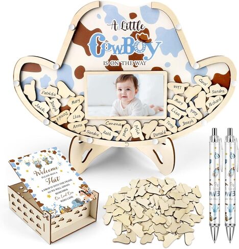 Pink Bow Baby Shower Guest Book Alternative Set, Wooden Photo Frame & Stand, 60 Wooden Bow Slices & Themed Box, 2 Pens Baby Shower Decorations for Guests to Sign Gender Reveal Girls Birthday Keepsake in Kuwait