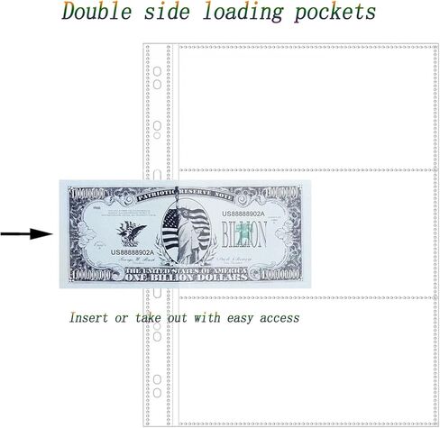180 جيبًا و30 ورقة من صفحات مستلزمات جمع الأموال الورقية وأكمام العملات وصفحة جمع العملات مع 11 فتحة أكمام لحفظ العملات المعدنية للفواتير والقسيمة والبطاقات والأوراق النقدية والعملة in Kuwait
