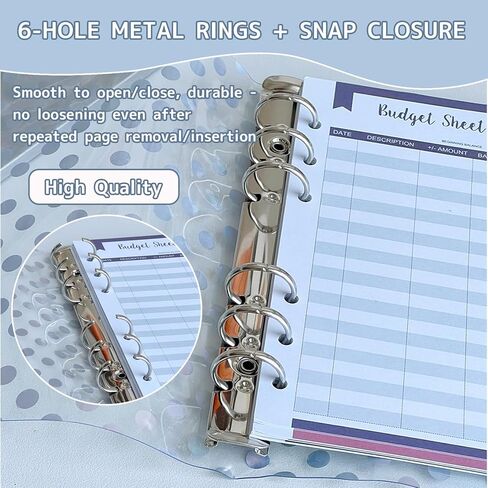 DY.2ten A6 Binder 6 Ring 2 Pack غطاء دفتر ملاحظات شفاف، بولي كلوريد الفينيل الناعم (أنماط دائرية ثلاثية الأبعاد وعقدة فيونكة) in Kuwait