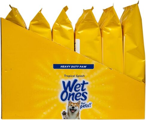 Wet Ones for Pets Antibacterial Heavy Duty Paw Wipes, 50ct, Tropical Splash Scent | Thick Dog Cleaning Wipes, Durable Disposable Dog Wipes for Paws, Scented Dog Wipes in Saudi Arabia
