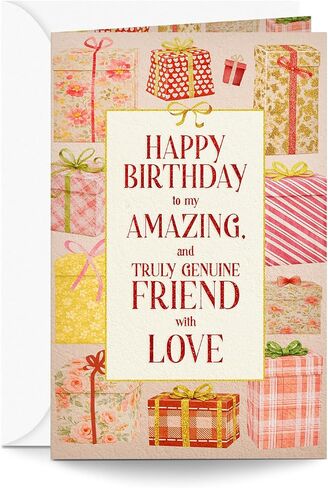 بطاقة عيد ميلاد Prime Greetings Friend، مصنوعة في أمريكا، مخزون بطاقات سميك مع ظرف ممتاز معبأ في بريد عرض تقديمي قابل لإعادة الاستخدام، صديق للبيئة، 5 بوصة × 7.75 بوصة in Kuwait