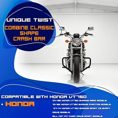 Mustache Crash Bar Engine Guard Highway Bar Compatible with Honda 750 VT750 VT750C VT400 Shadow Aero Phantom Spirit (Black) in Saudi Arabia