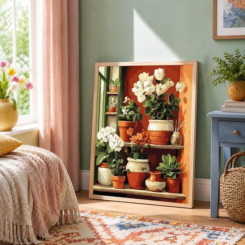 NXIKYO Plant Paint by Numbers Kit for Adults Beginner, Plants Shelves Adult Paint by Number Kits on Canvas, DIY Acrylic Oil Easy Painting by Numbers for Home Wall Decor 16 X 20 inch (Without Frame) in Kuwait