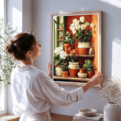 NXIKYO Plant Paint by Numbers Kit for Adults Beginner, Plants Shelves Adult Paint by Number Kits on Canvas, DIY Acrylic Oil Easy Painting by Numbers for Home Wall Decor 16 X 20 inch (Without Frame) in Kuwait