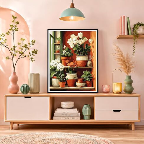 NXIKYO Plant Paint by Numbers Kit for Adults Beginner, Plants Shelves Adult Paint by Number Kits on Canvas, DIY Acrylic Oil Easy Painting by Numbers for Home Wall Decor 16 X 20 inch (Without Frame) in Kuwait