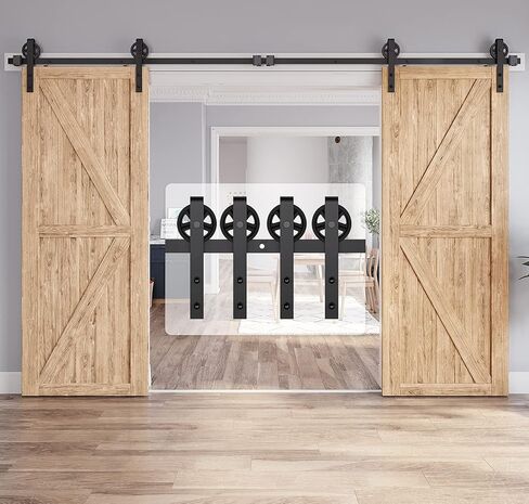 Sliding Barn Door Hardware Rollers, Barn Door Hangers Only, Fit 1 3/8-1 3/4" Thickness Door Panel, Smooth and Quiet Industry Hangers, Big Wheel Shape-Black-2 Pack in Saudi Arabia