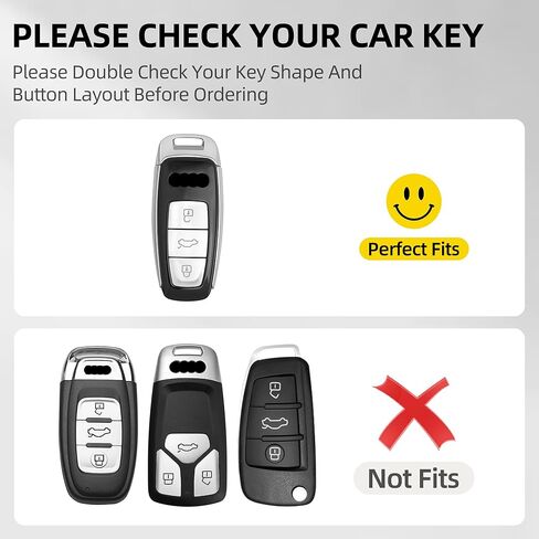 GripKeyShell™ for Audi Key Fob Cover, Leather + Soft TPU Car Key Case with Keychain Fit with A6 7 8 Q8 E-Tron S6 7 RS7 SQ7 R8 in Kuwait