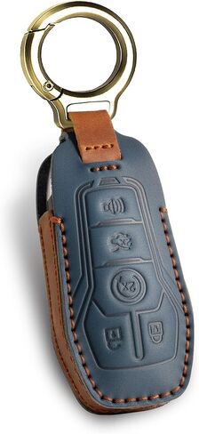 for Ford Leather Key Fob Cover, Leather Key Case Full Protector Compatible with Mustang F150 Fusion Explorer Edge Lincoln MKZ MKX MKC (Black) in Saudi Arabia