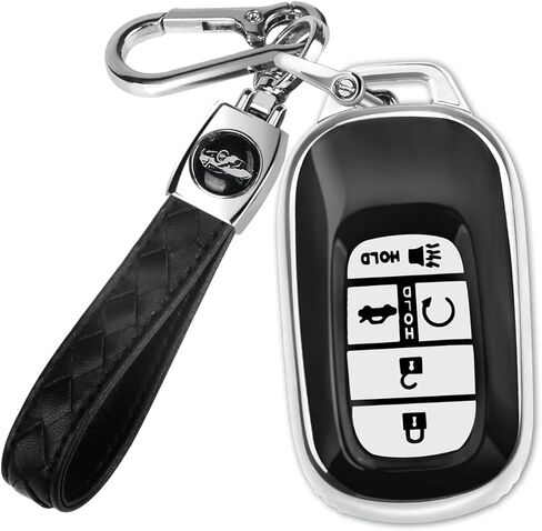 QBUC for Honda Key fob Cover, Key fob Case for Honda Civic Accord HR-V Pilot CR-V,5 Buttons 2022 2023 2024 TPU Key fob with Protection Leather Keychain Car Accessories (red) in Kuwait