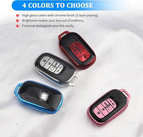 QBUC for Honda Key fob Cover, Key fob Case for Honda Civic Accord HR-V Pilot CR-V,5 Buttons 2022 2023 2024 TPU Key fob with Protection Leather Keychain Car Accessories (red) in Kuwait