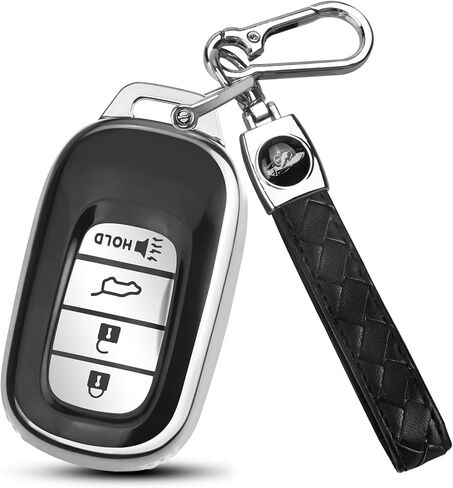 QBUC for Honda Key fob Cover, Key fob Case for Honda Civic Accord HR-V Pilot CR-V,5 Buttons 2022 2023 2024 TPU Key fob with Protection Leather Keychain Car Accessories (red) in Kuwait
