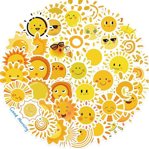 100PCS Sunshine Stickers, Colorful Waterproof Vinyl Decals for Water Bottle, Helmet, Laptop, Phone, Baseball Gifts, Sport Stickers Decorations, Birthday Decorations in Kuwait