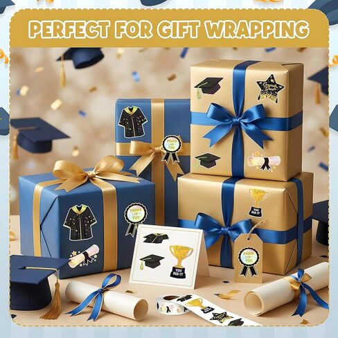 Xzentira 500 Pcs Graduation Glitter Stickers Roll Holographic Graduation Stickers 2026 Graduation Envelope Seals Graduation Vinyl Stickers for Envelopes Gifts Cards Party Decorations in Saudi Arabia