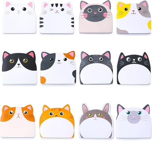 Cute Sticky Notes Animal Sticky Notes,12 Pads 360 Sheets Cat Kawaii Funny Self-Stick Cartoon Stickys Note Pad for Home,School and Office Gifts Tab Supplies in Saudi Arabia