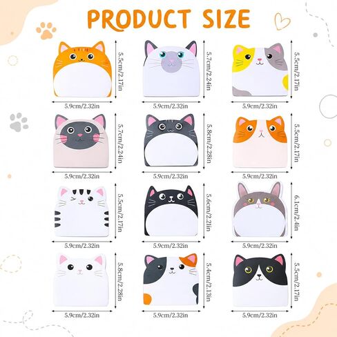 Cute Sticky Notes Animal Sticky Notes,12 Pads 360 Sheets Cat Kawaii Funny Self-Stick Cartoon Stickys Note Pad for Home,School and Office Gifts Tab Supplies in Saudi Arabia